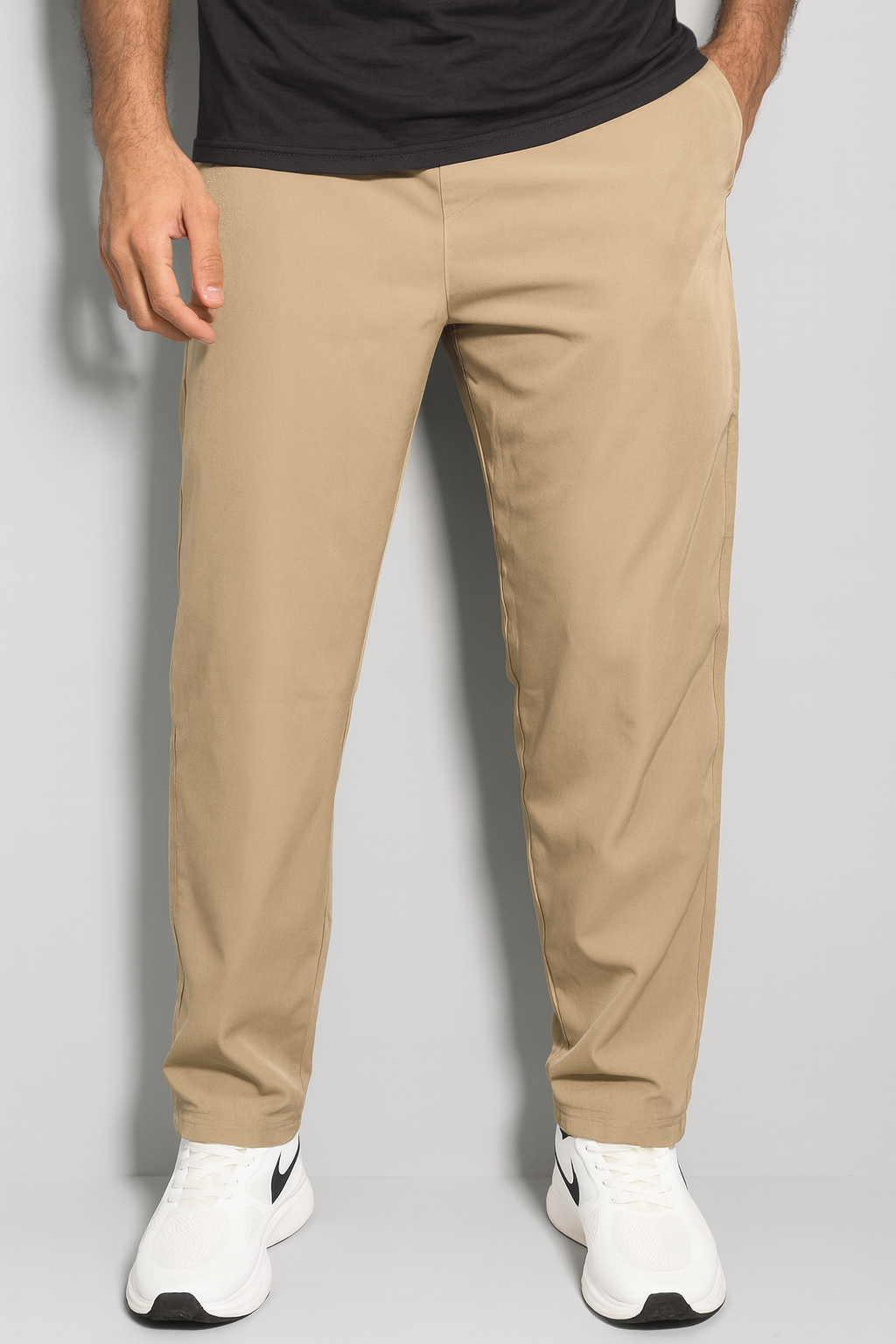 Beige Loose Fit Track Pant / Lower with 3 Stripes – Minimal Fashion Look