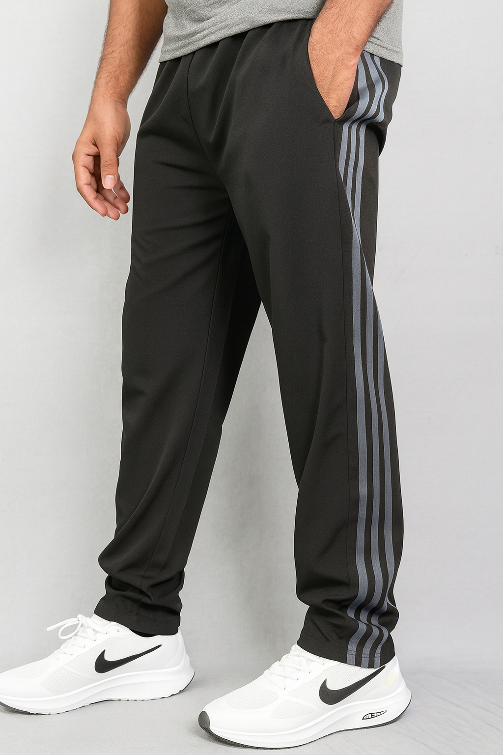 Black Loose Fit Track Pant / Lower with 3 Stripes – Streetwear Essential