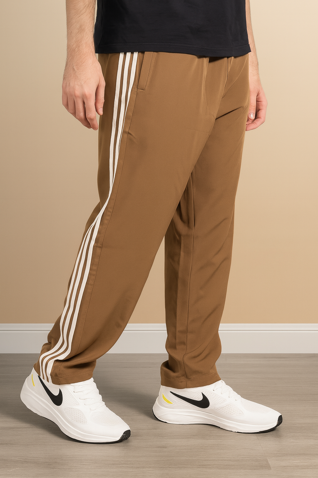 Brown Loose Fit Track Pant / Lower with 3 Stripes – Trendy Casual Wear