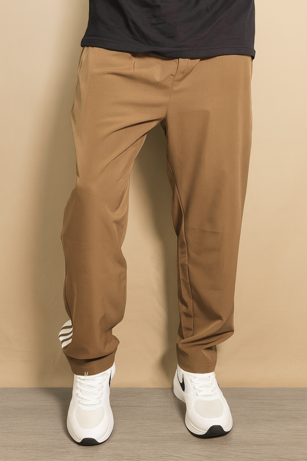 Brown Loose Fit Track Pant / Lower with 3 Stripes – Trendy Casual Wear
