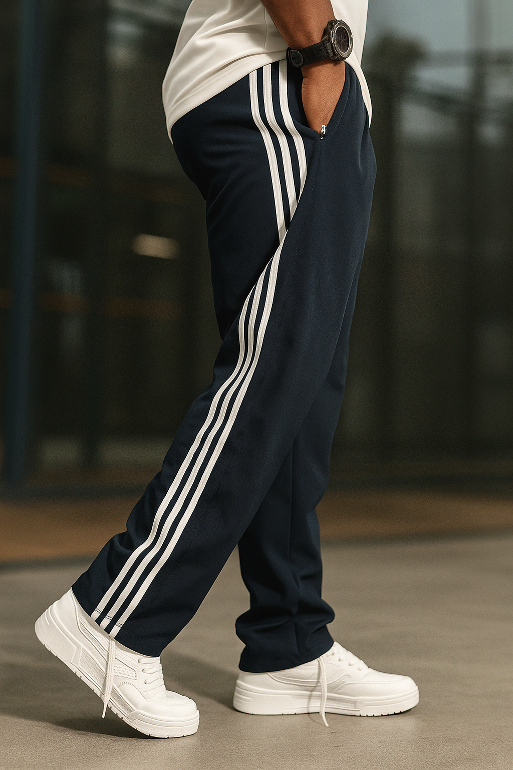 Air Force Blue Loose Fit Track Pant / Lower with 3 Stripes – Everyday Comfort