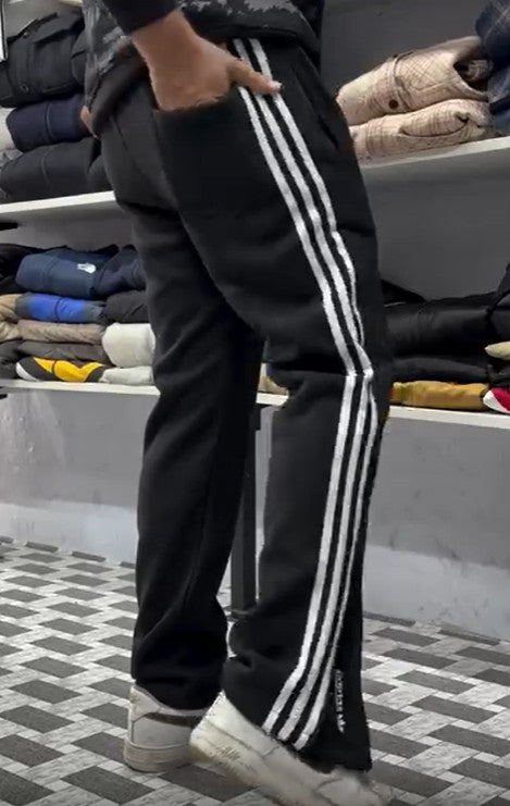 White stripes straight fit  track bootcut pants | premium|
