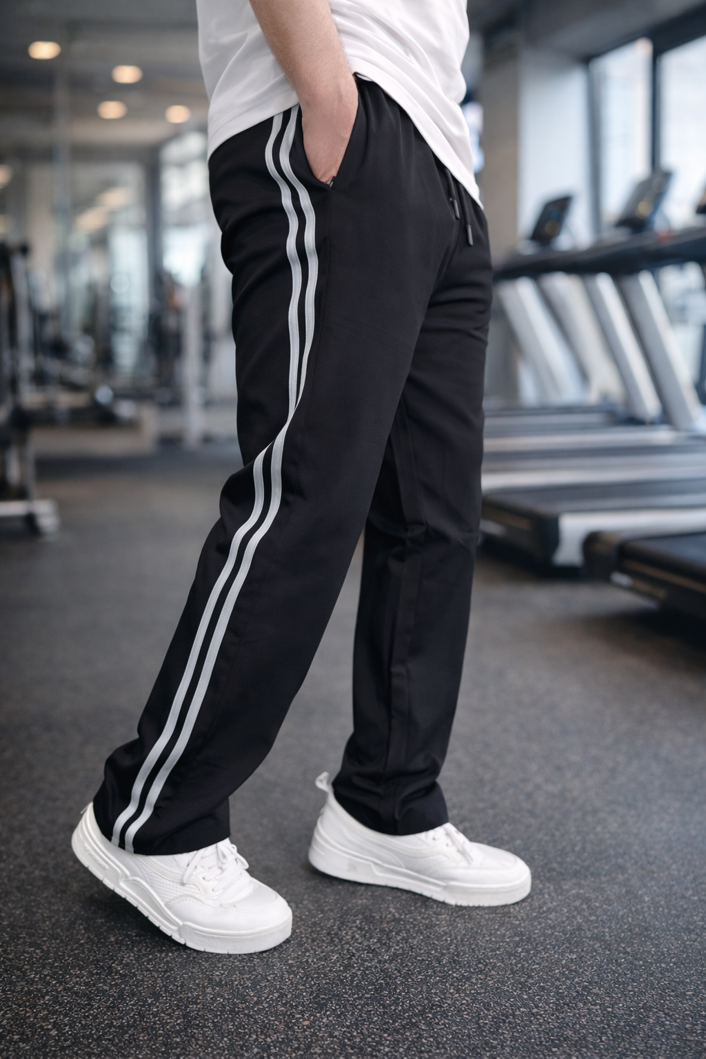 Black Loose Fit Track Pant / Lower with 2 Stripes – Streetwear Essential