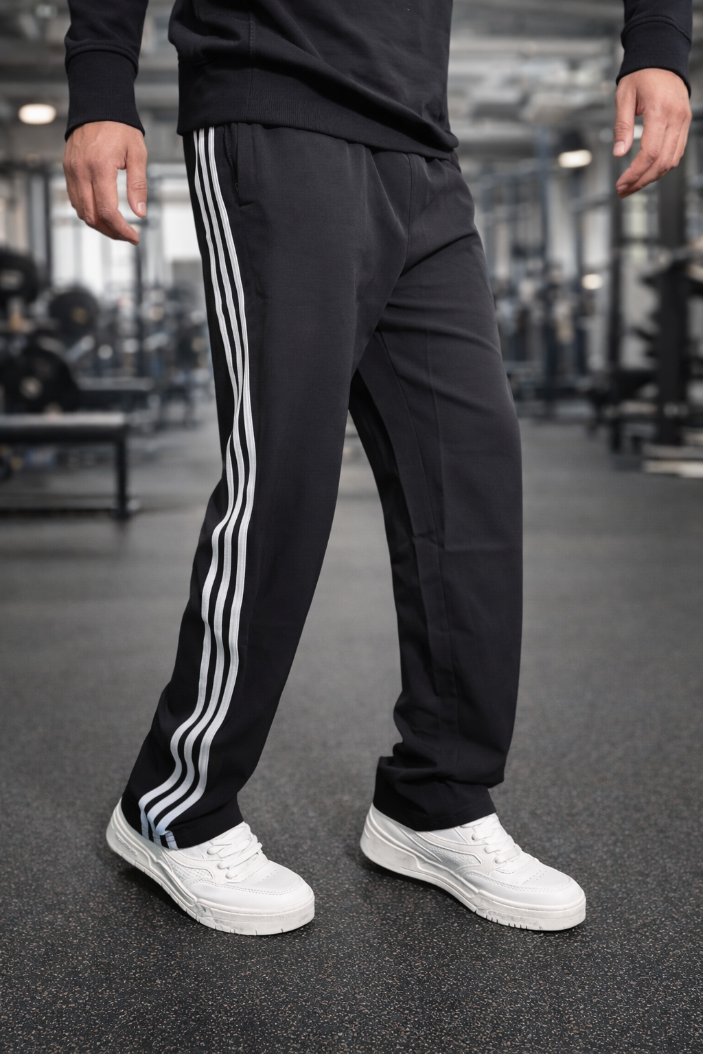 Black Loose Fit Track Pant / Lower with 3 Stripes – Streetwear Essential