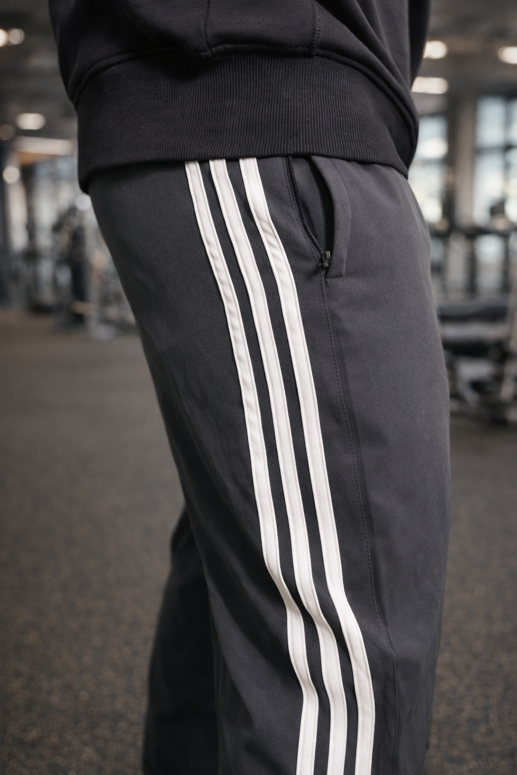 Dark Grey Loose Fit Lower | Track Pant with 3 Stripe