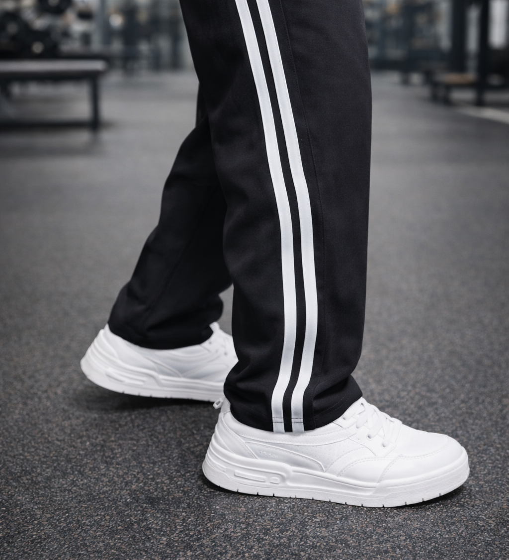 Dark Grey Loose Fit Lower | Track Pant with 2 Stripe
