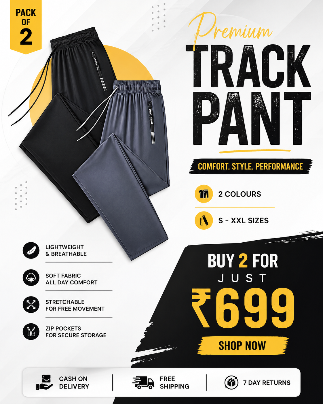 Buy 2 Premium Track Pants for Just ₹699 | Limited Time Combo Offer!