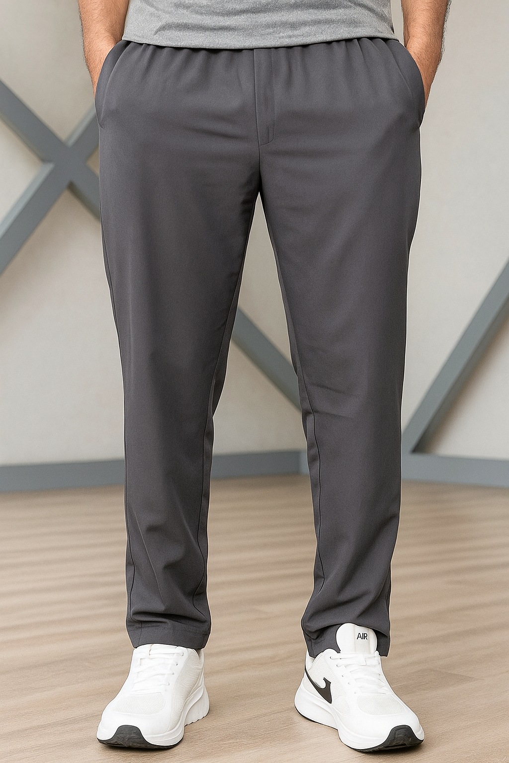 Dark Grey Loose Fit Track Pant / Lower with 3 Stripes – Everyday Comfort